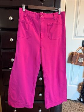 Jones & Co Cropped Bright Pink Wide-Leg Pants